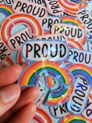 Sticker pailleté - Proud queer